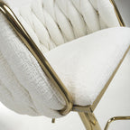 Cream Linen Fabric Adjustable Swivel Bar Stool Gold Legs - Home Furniture Interiors