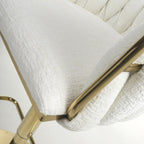 Cream Linen Fabric Adjustable Swivel Bar Stool Gold Legs - Home Furniture Interiors