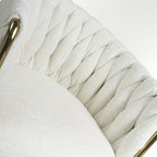 Cream Linen Fabric Adjustable Swivel Bar Stool Gold Legs - Home Furniture Interiors