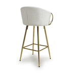 Cream Textured Fabric Kitchen Bar Stool Gold Framed - Home Furniture Interiors