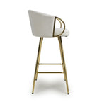 Cream Textured Fabric Kitchen Bar Stool Gold Framed - Home Furniture Interiors