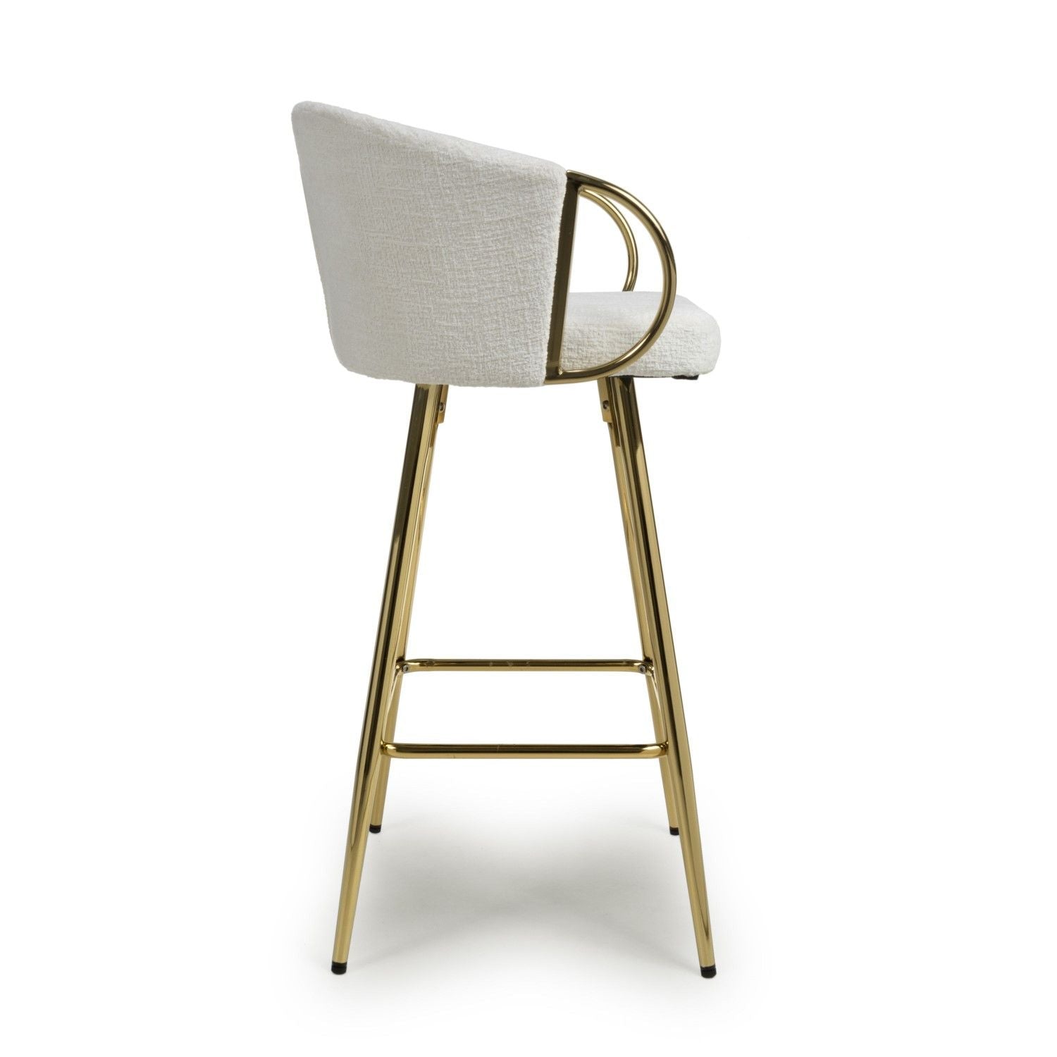 Cream Textured Fabric Kitchen Bar Stool Gold Framed - Home Furniture Interiors
