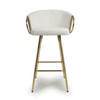 Cream Textured Fabric Kitchen Bar Stool Gold Framed - Home Furniture Interiors