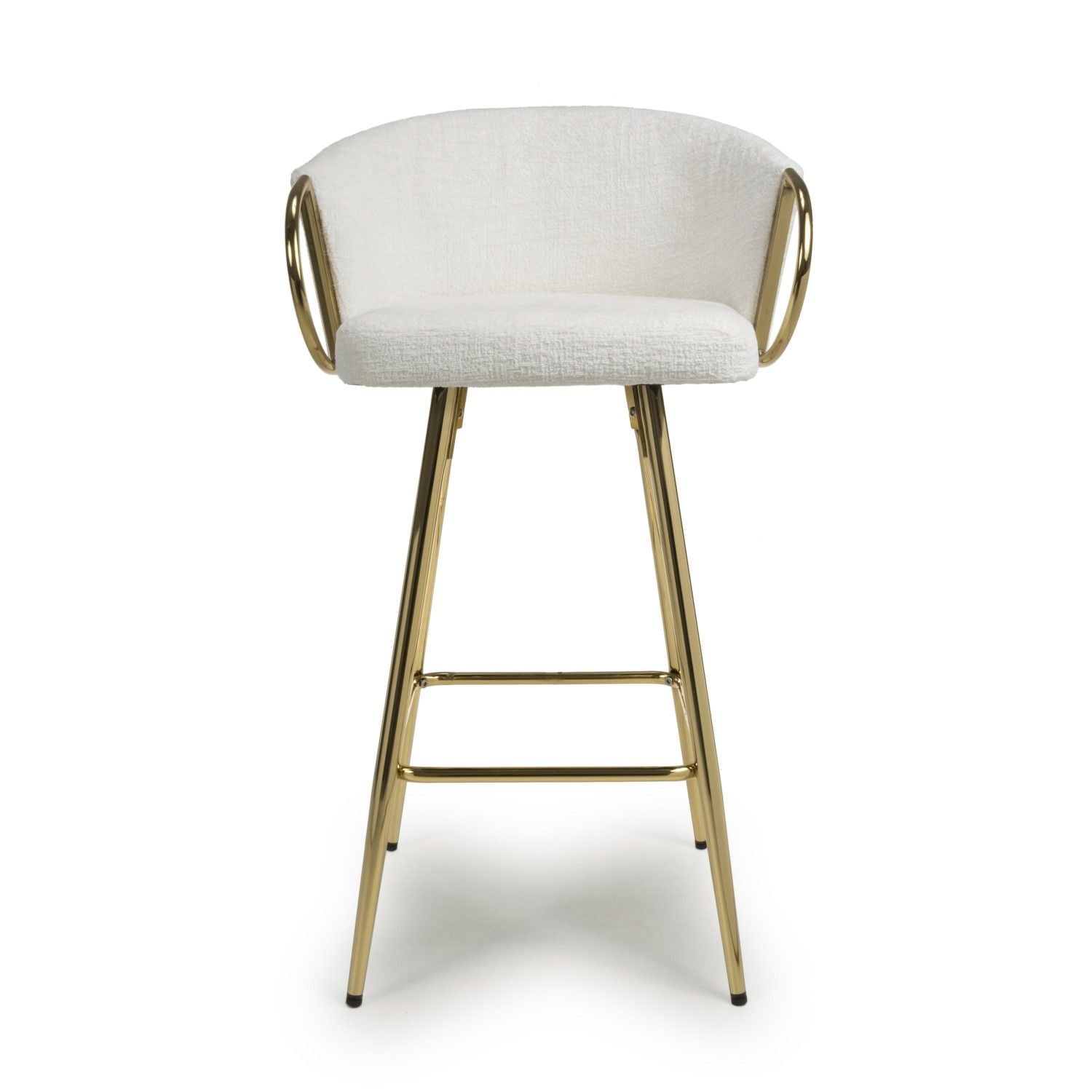 Cream Textured Fabric Kitchen Bar Stool Gold Framed - Home Furniture Interiors