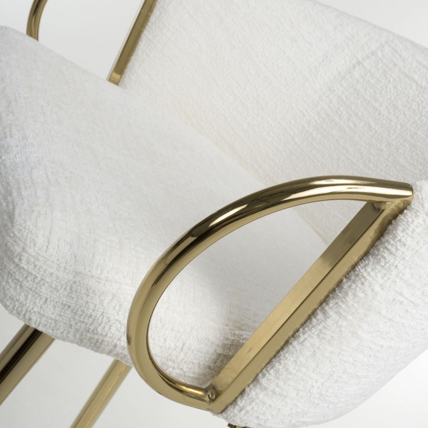Cream Textured Fabric Kitchen Bar Stool Gold Framed - Home Furniture Interiors