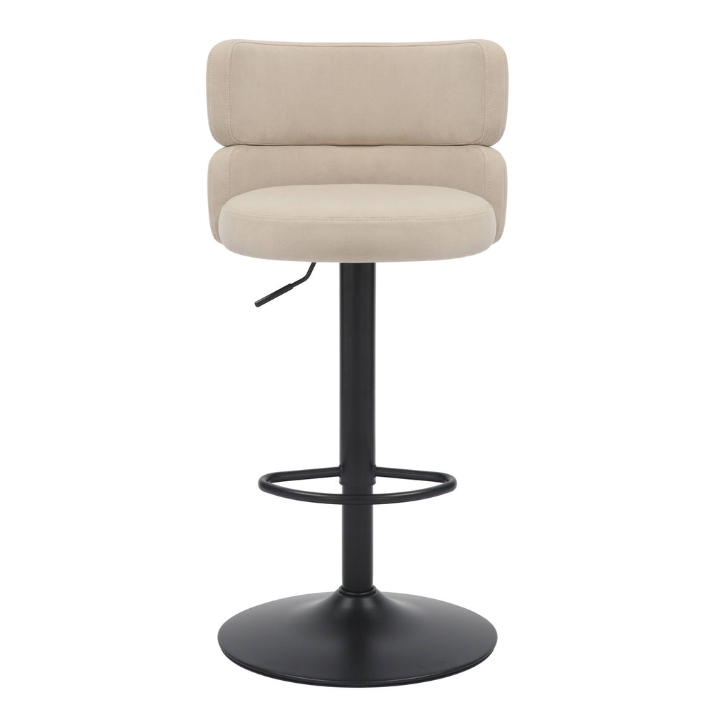 Cream Velvet Adjustable Swivel Bar Stool - Home Furniture Interiors