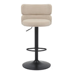 Cream Velvet Adjustable Swivel Bar Stool - Home Furniture Interiors