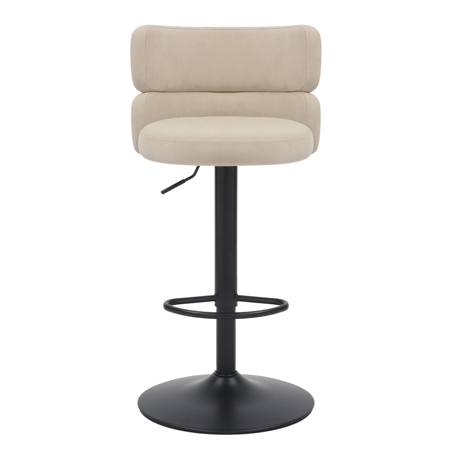 Cream Velvet Adjustable Swivel Bar Stool - Home Furniture Interiors