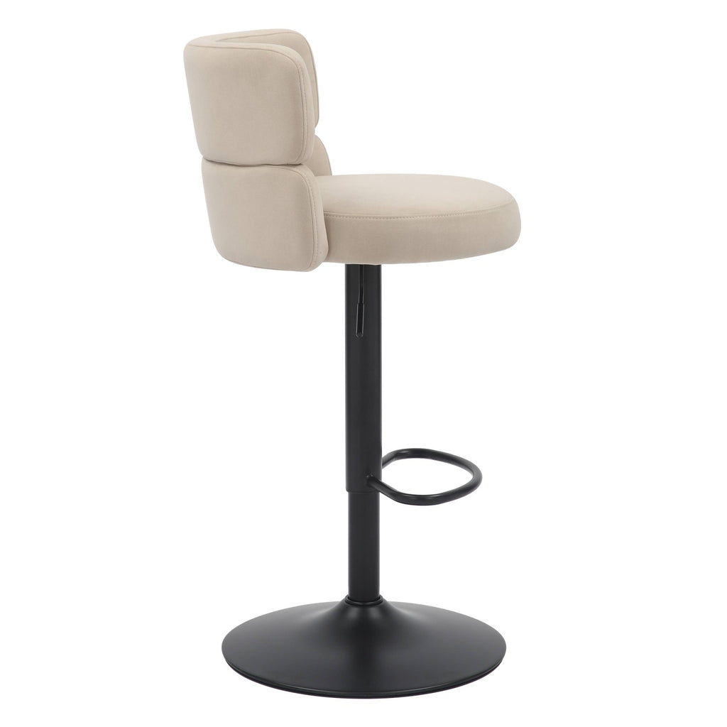 Cream Velvet Adjustable Swivel Bar Stool - Home Furniture Interiors