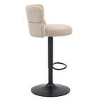 Cream Velvet Adjustable Swivel Bar Stool - Home Furniture Interiors
