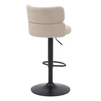 Cream Velvet Adjustable Swivel Bar Stool - Home Furniture Interiors
