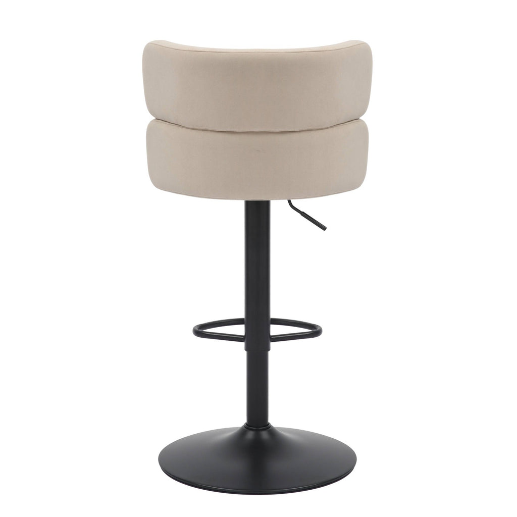 Cream Velvet Adjustable Swivel Bar Stool - Home Furniture Interiors