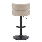Cream Velvet Adjustable Swivel Bar Stool - Home Furniture Interiors