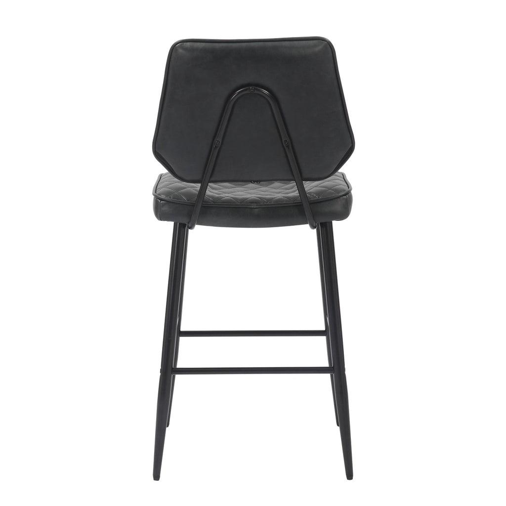 Garrick Real Leather Black Bar Stool - Home Furniture Interiors