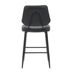 Garrick Real Leather Black Bar Stool - Home Furniture Interiors