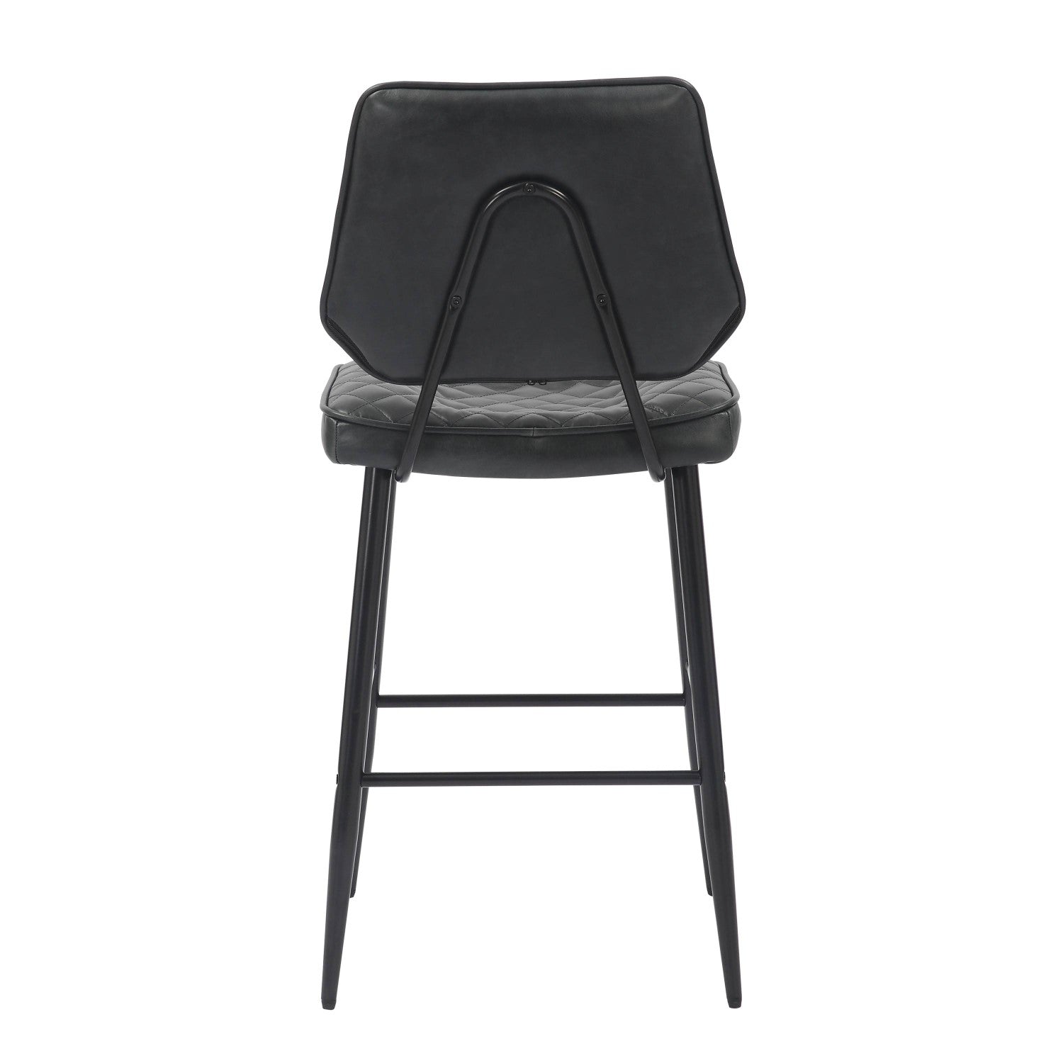 Garrick Real Leather Black Bar Stool - Home Furniture Interiors