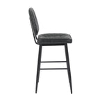 Garrick Real Leather Black Bar Stool - Home Furniture Interiors
