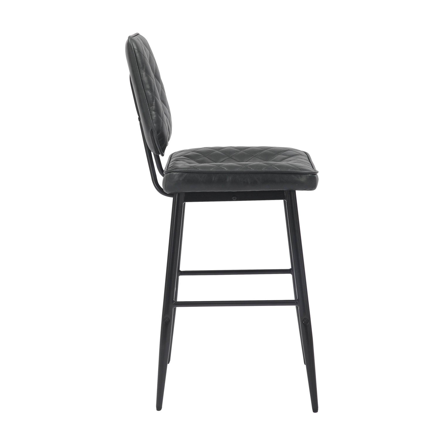 Garrick Real Leather Black Bar Stool - Home Furniture Interiors