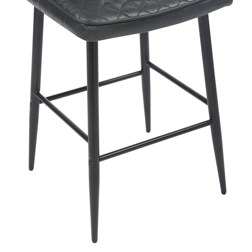 Garrick Real Leather Black Bar Stool - Home Furniture Interiors