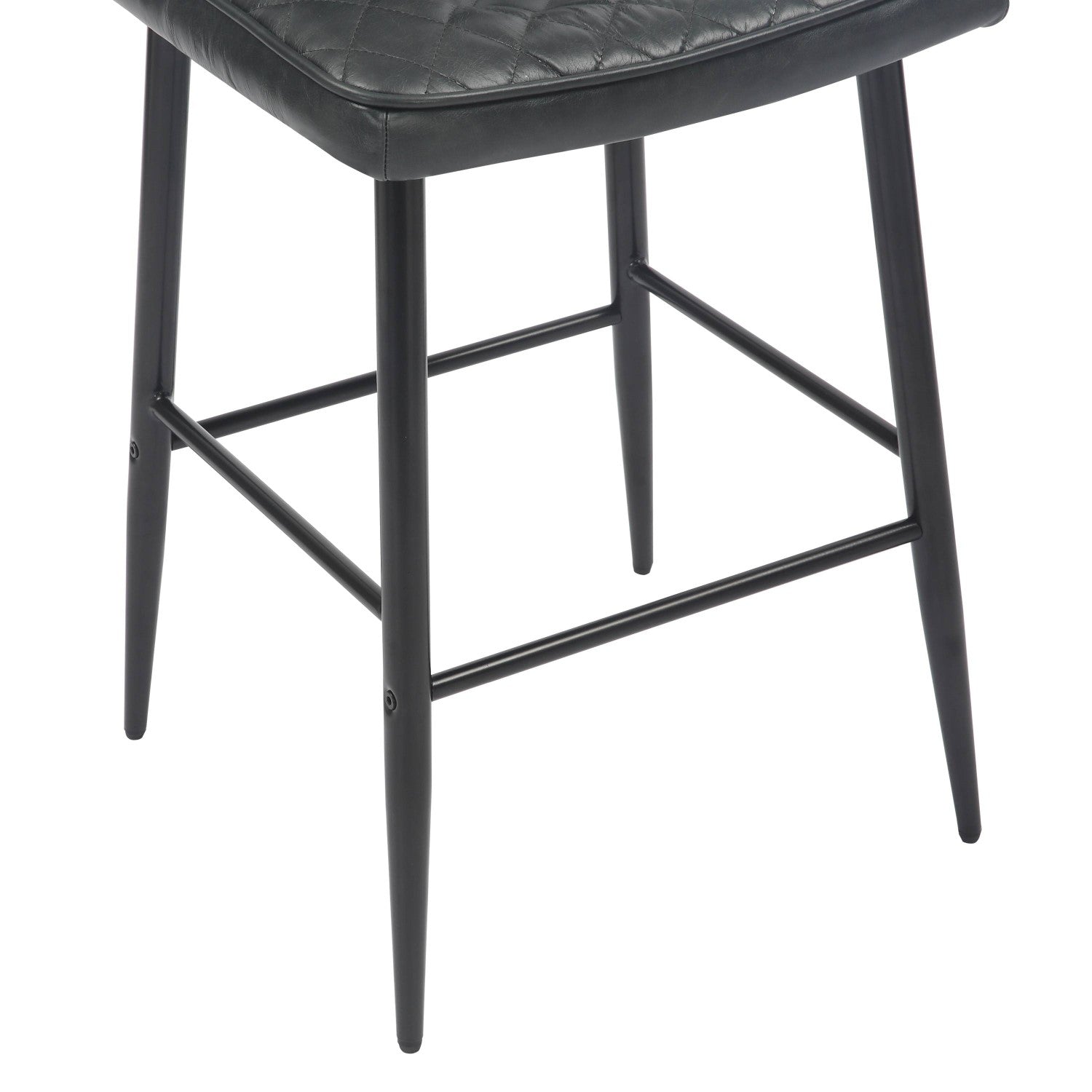 Garrick Real Leather Black Bar Stool - Home Furniture Interiors