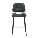 Garrick Real Leather Black Bar Stool - Home Furniture Interiors