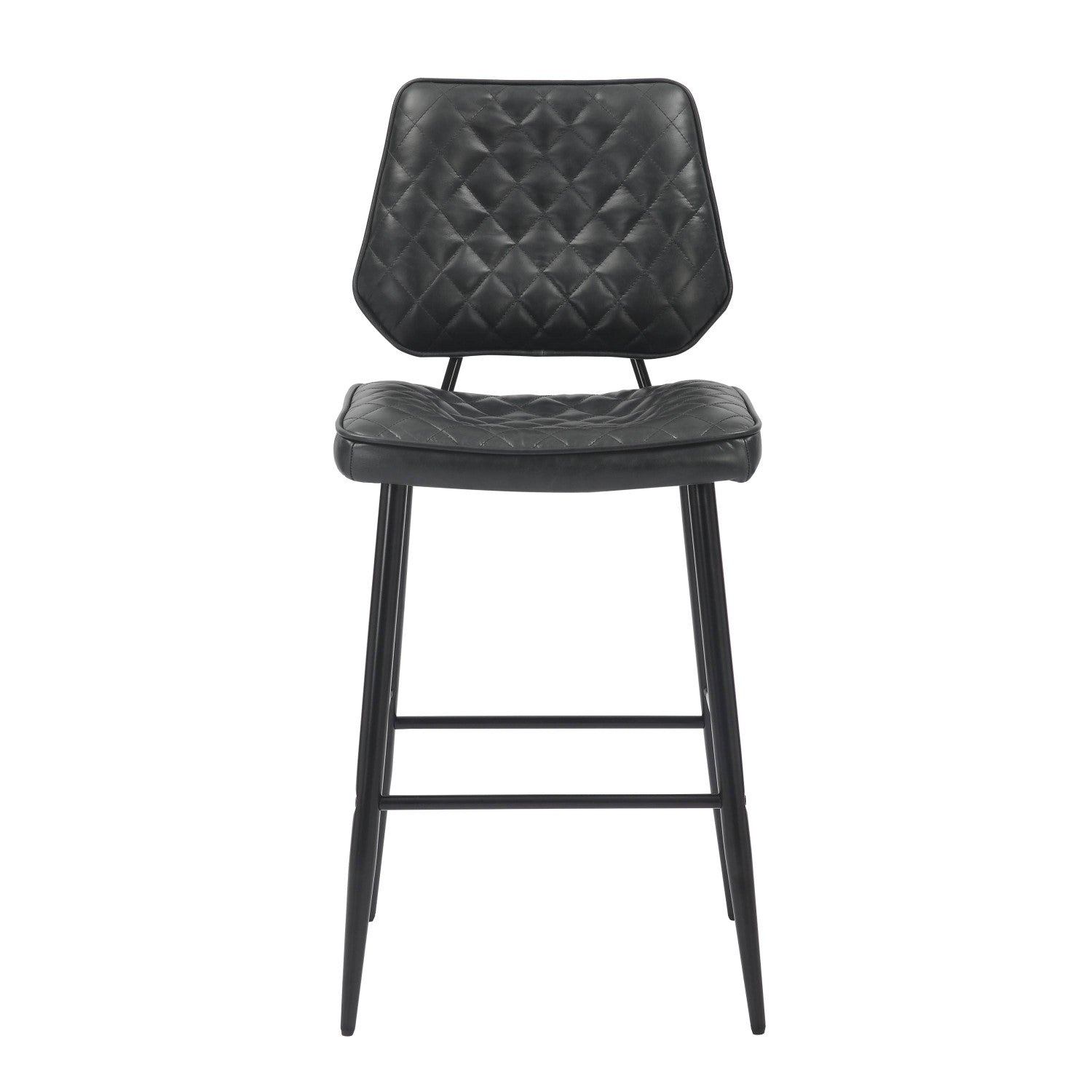 Garrick Real Leather Black Bar Stool - Home Furniture Interiors