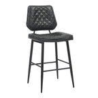 Garrick Real Leather Black Bar Stool - Home Furniture Interiors