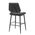 Garrick Real Leather Black Bar Stool - Home Furniture Interiors