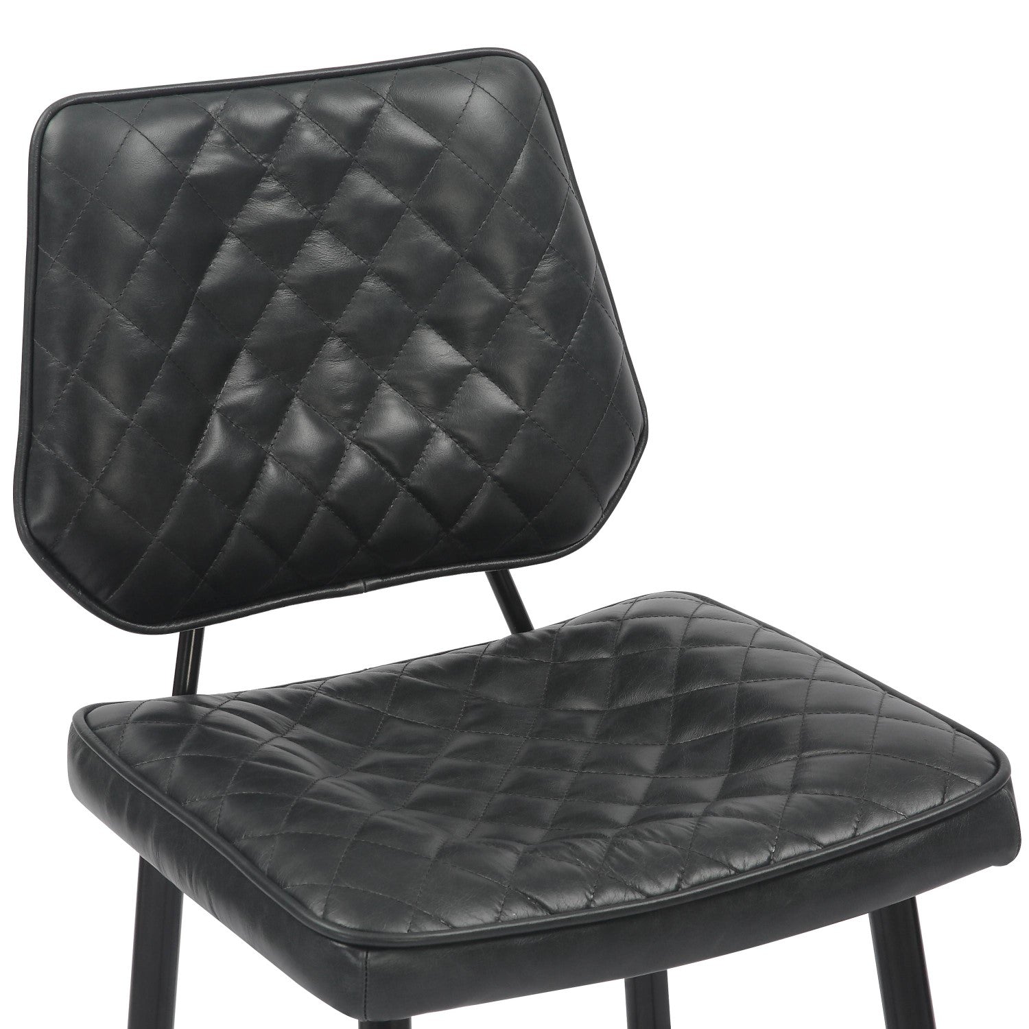 Garrick Real Leather Black Bar Stool - Home Furniture Interiors
