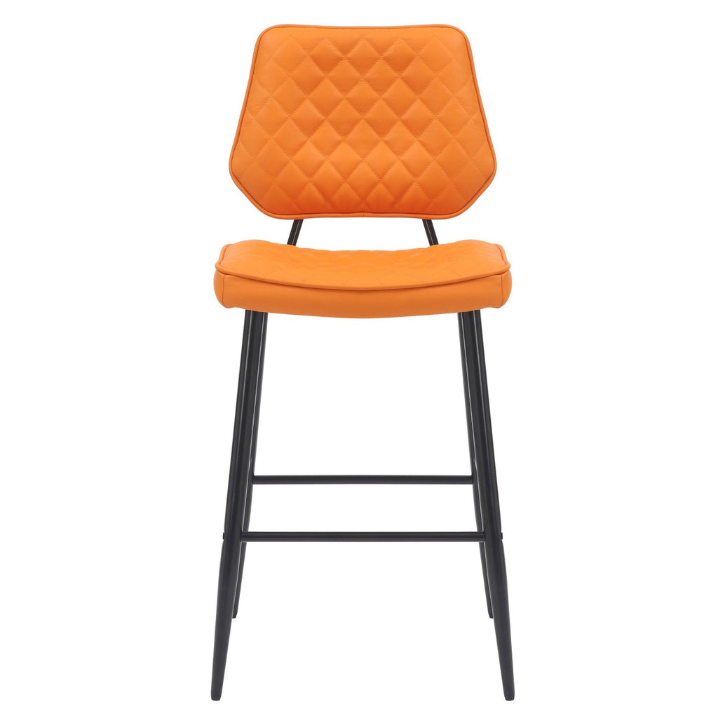 Garrick Real Leather Orange Bar Stool - Home Furniture Interiors