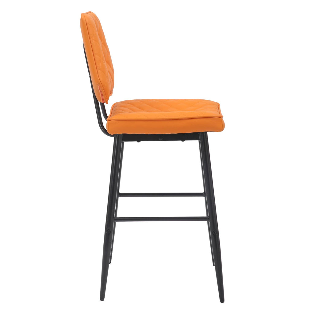 Garrick Real Leather Orange Bar Stool - Home Furniture Interiors