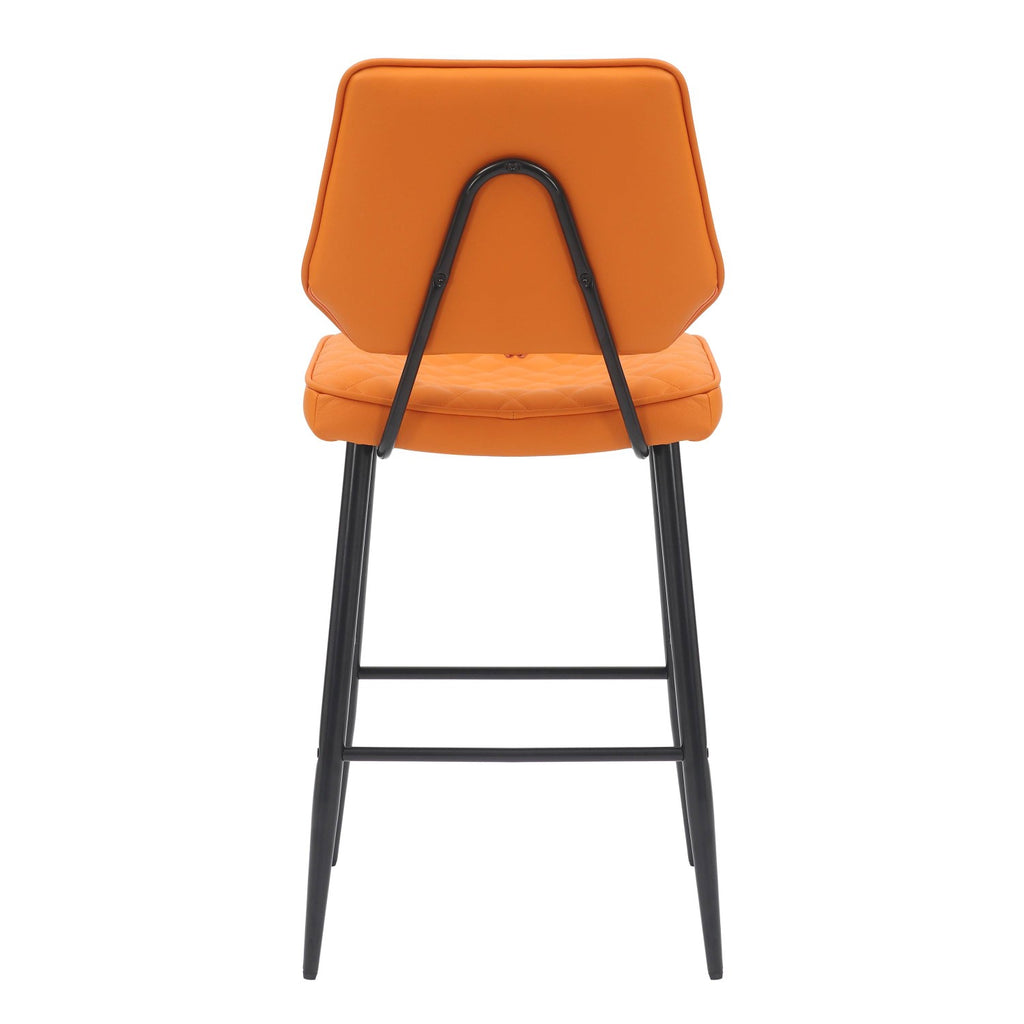 Garrick Real Leather Orange Bar Stool - Home Furniture Interiors