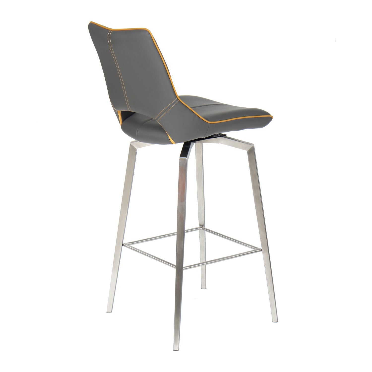 Graphite Grey Leather Effect Swivel Bar Chair with Footrest - Home Furniture Interiors