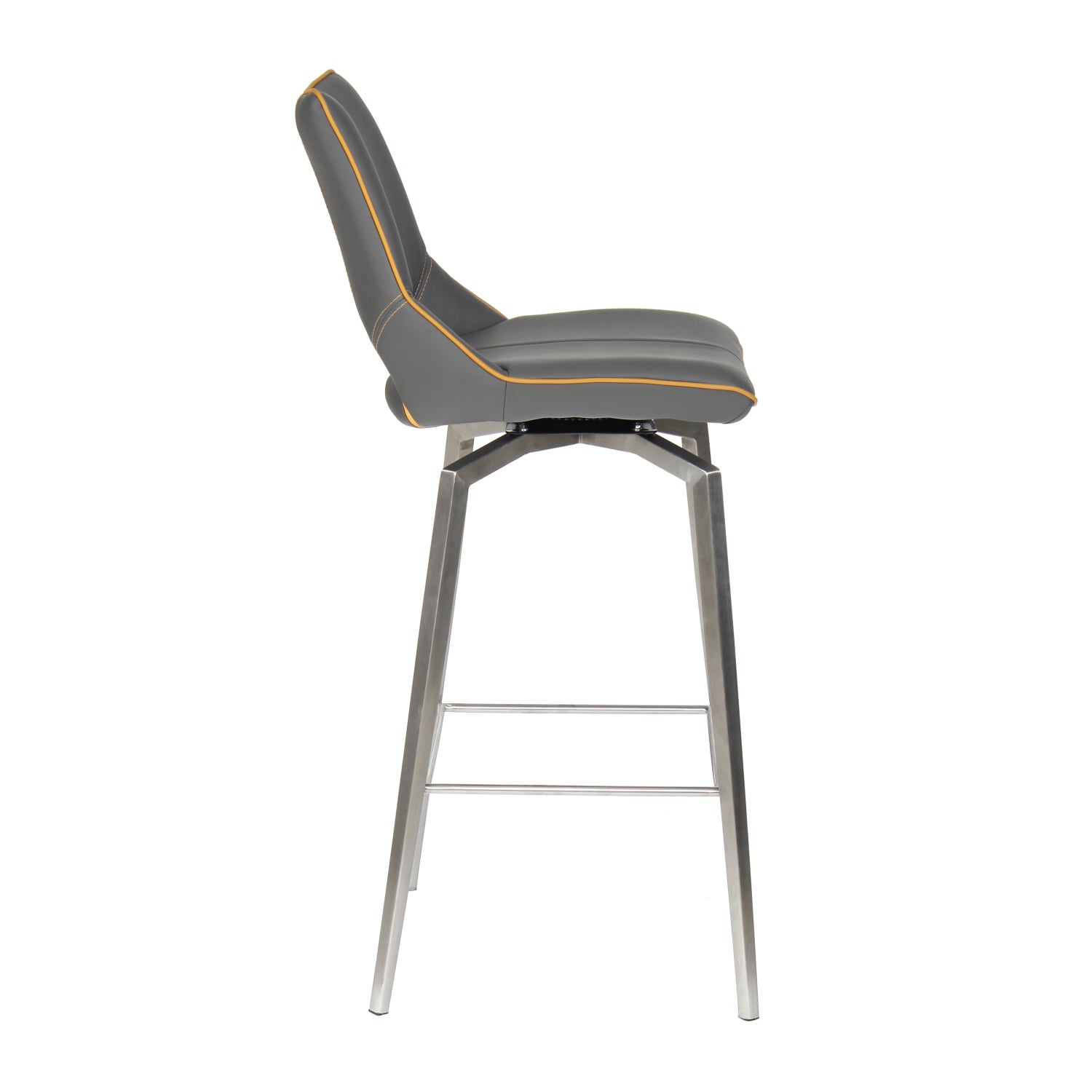 Graphite Grey Leather Effect Swivel Bar Chair with Footrest - Home Furniture Interiors