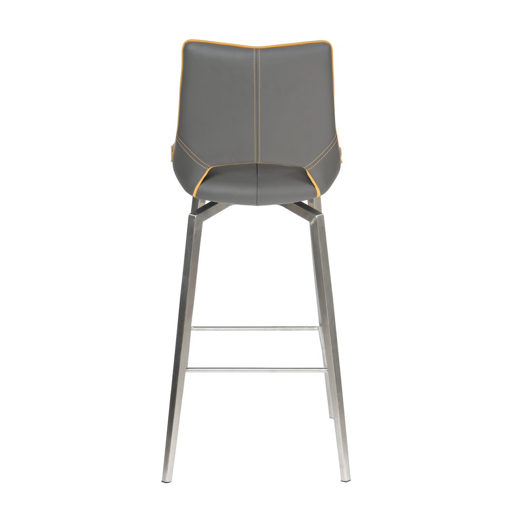 Graphite Grey Leather Effect Swivel Bar Chair with Footrest - Home Furniture Interiors