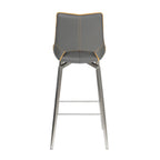 Graphite Grey Leather Effect Swivel Bar Chair with Footrest - Home Furniture Interiors