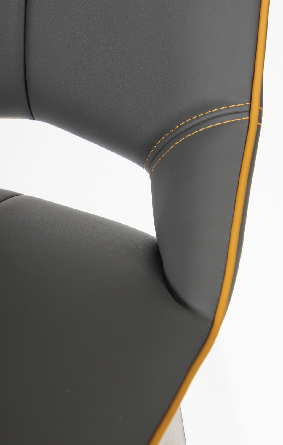 Graphite Grey Leather Effect Swivel Bar Chair with Footrest - Home Furniture Interiors