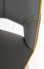 Graphite Grey Leather Effect Swivel Bar Chair with Footrest - Home Furniture Interiors