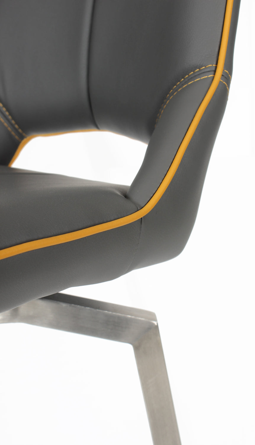 Graphite Grey Leather Effect Swivel Bar Chair with Footrest - Home Furniture Interiors