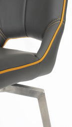 Graphite Grey Leather Effect Swivel Bar Chair with Footrest - Home Furniture Interiors
