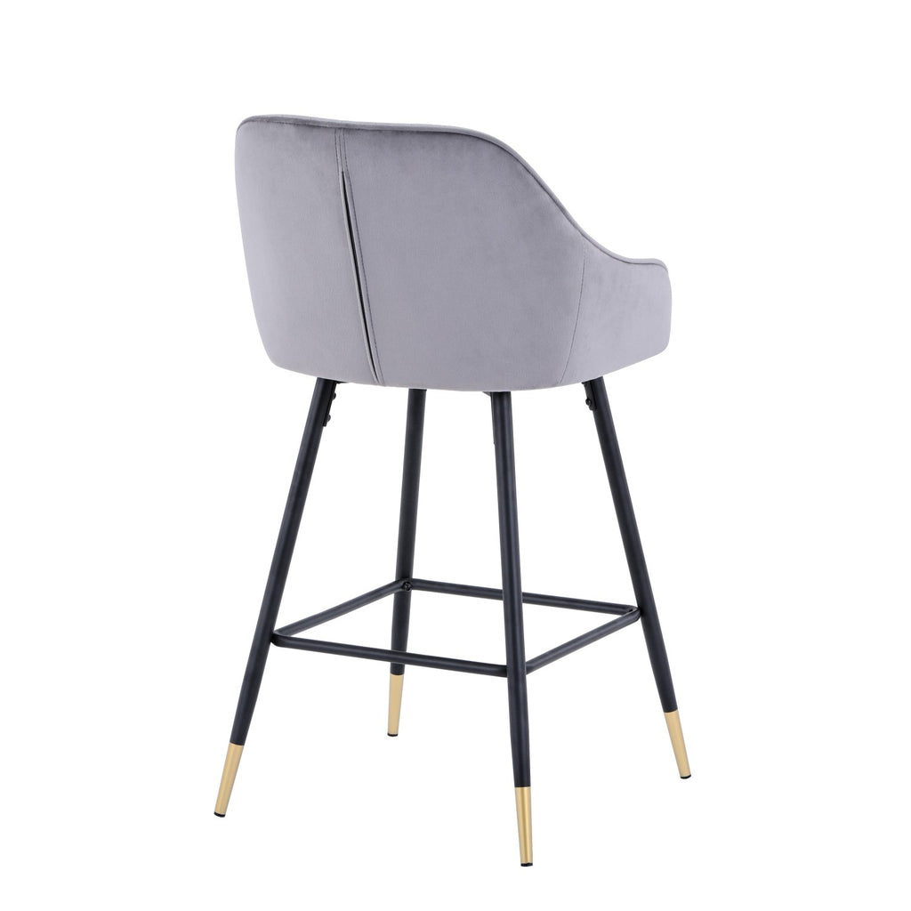 Grey Brushed Velvet Kitchen Bar Stool - Home Furniture Interiors