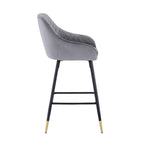 Grey Brushed Velvet Kitchen Bar Stool - Home Furniture Interiors