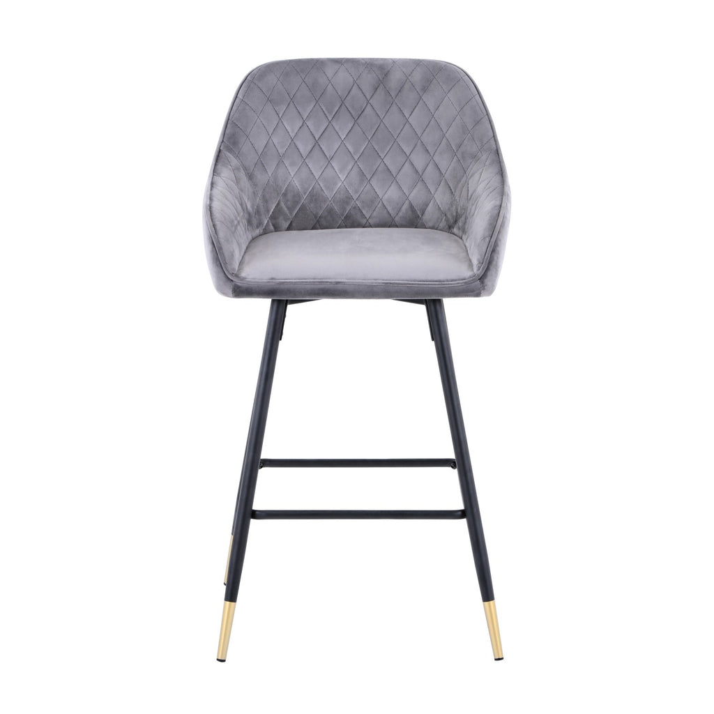 Grey Brushed Velvet Kitchen Bar Stool - Home Furniture Interiors