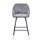 Grey Brushed Velvet Kitchen Bar Stool - Home Furniture Interiors