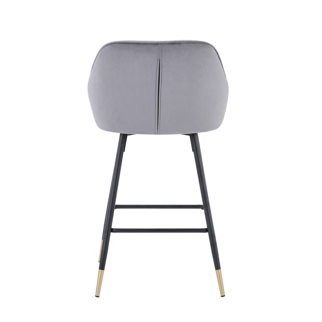 Grey Brushed Velvet Kitchen Bar Stool - Home Furniture Interiors