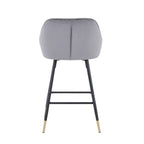 Grey Brushed Velvet Kitchen Bar Stool - Home Furniture Interiors