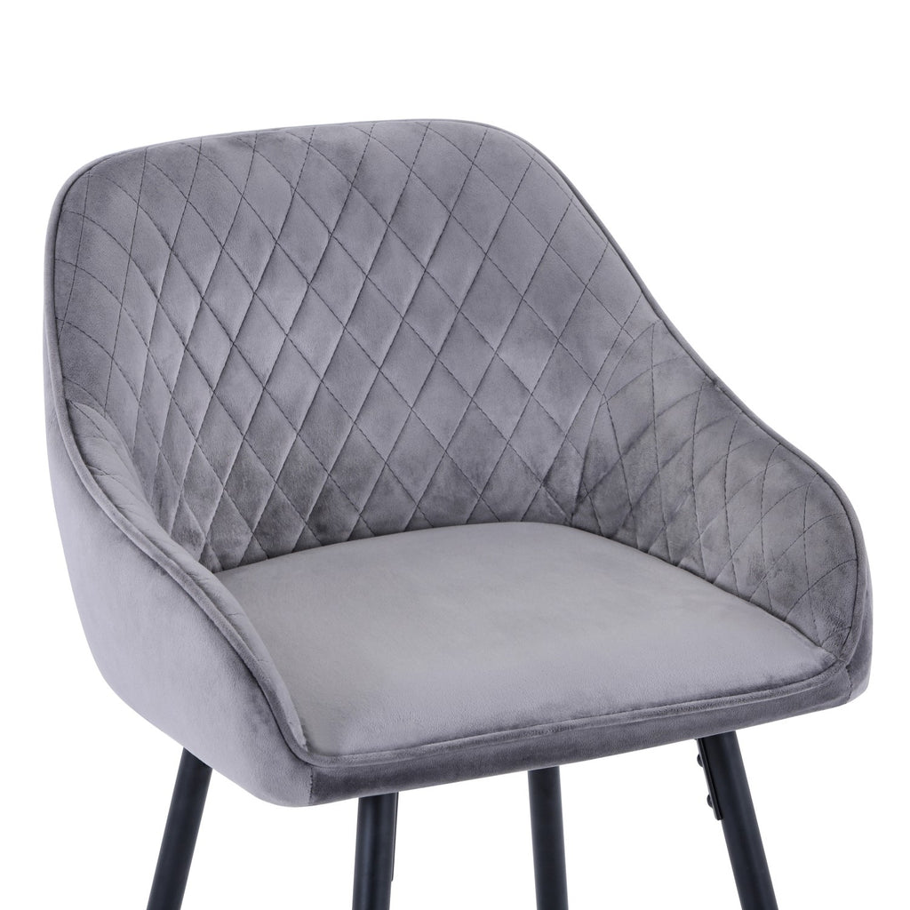 Grey Brushed Velvet Kitchen Bar Stool - Home Furniture Interiors