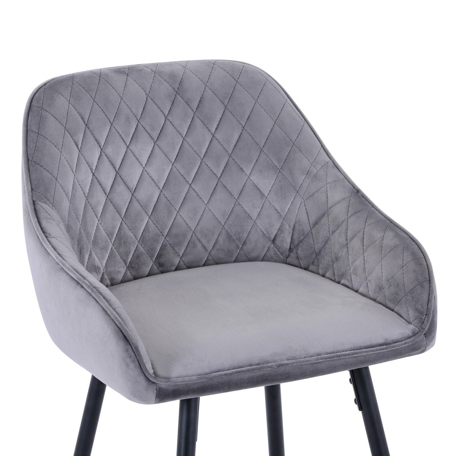 Grey Brushed Velvet Kitchen Bar Stool - Home Furniture Interiors