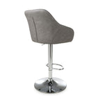 Grey Fabric Adjustable Swivel Bar Stool Chrome Base - Home Furniture Interiors