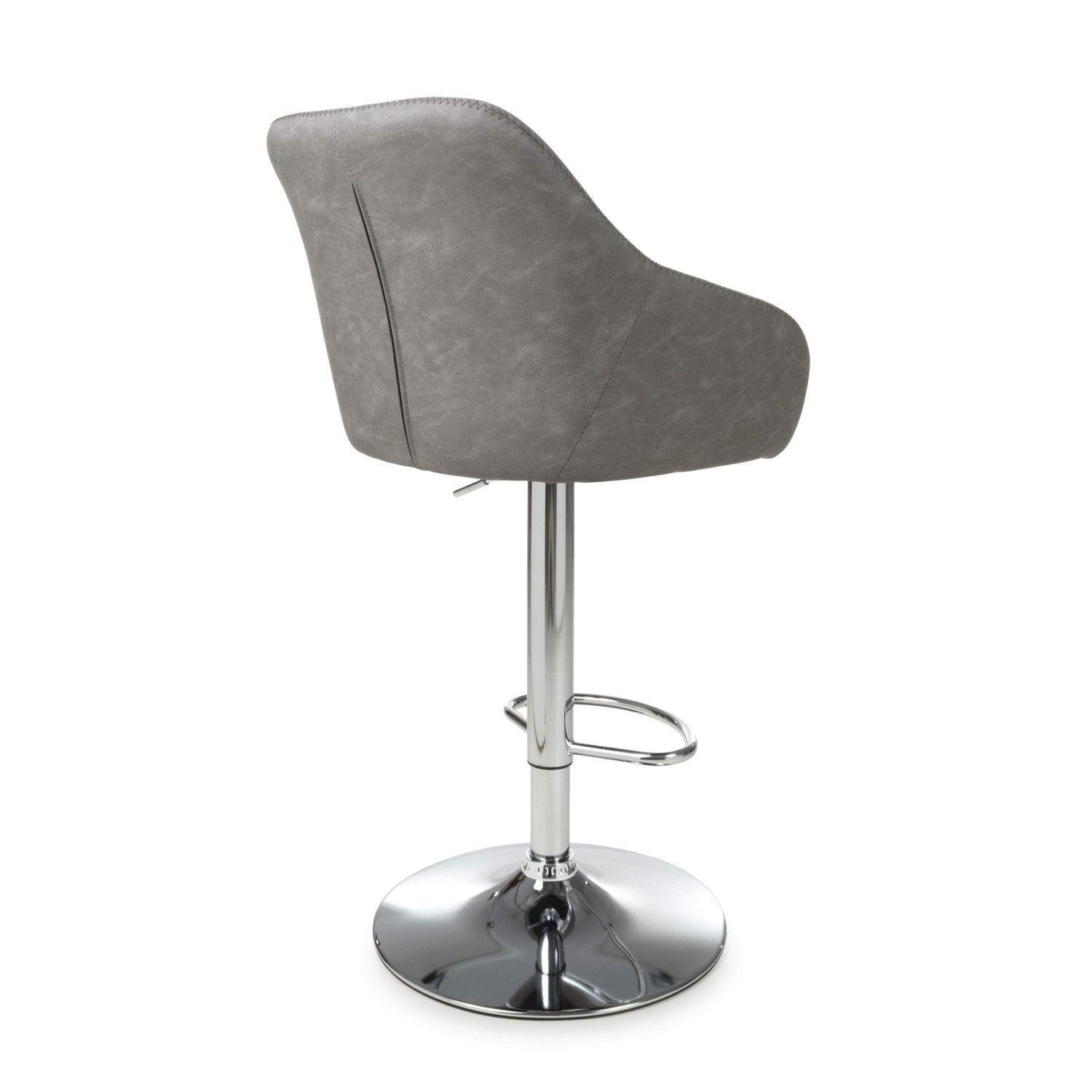 Grey Fabric Adjustable Swivel Bar Stool Chrome Base - Home Furniture Interiors
